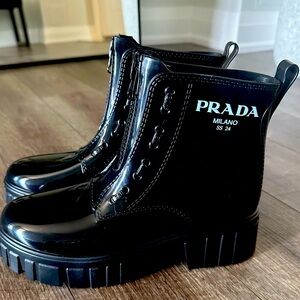 Prada short rain boots with zipper